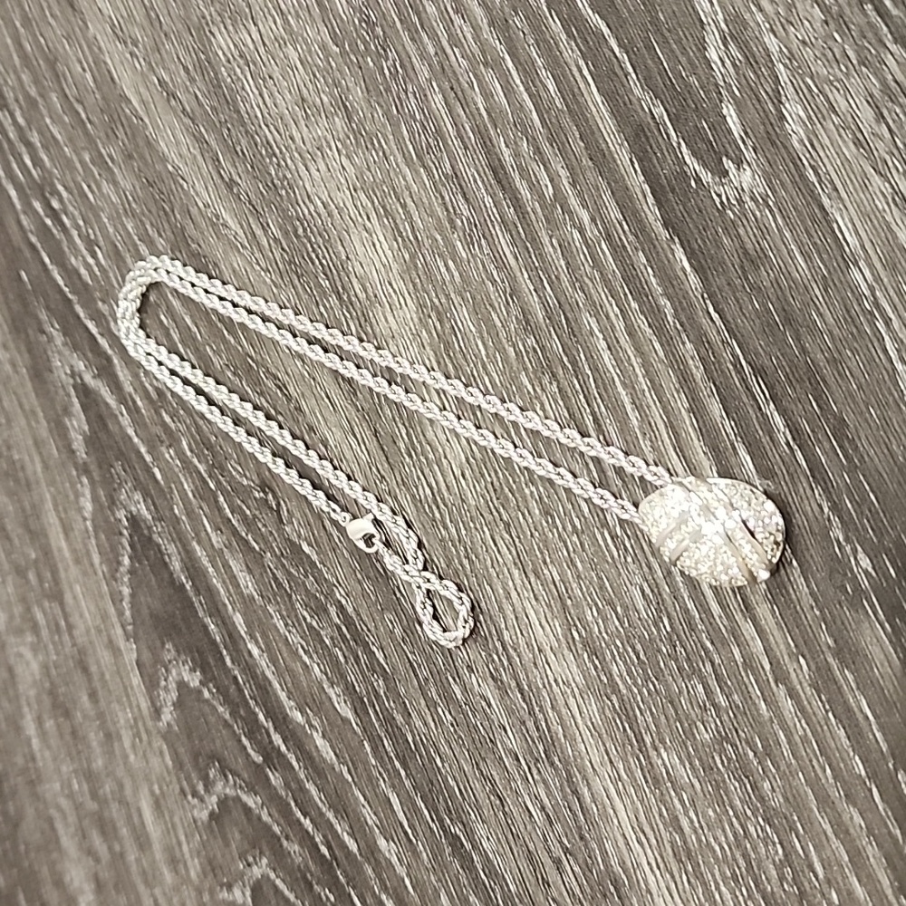 Vintage Dior Crystal Easter Egg Silver Pendant Necklace